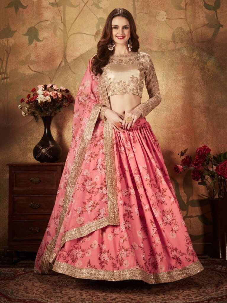 Sabyasachi-inspired pink organza lehenga