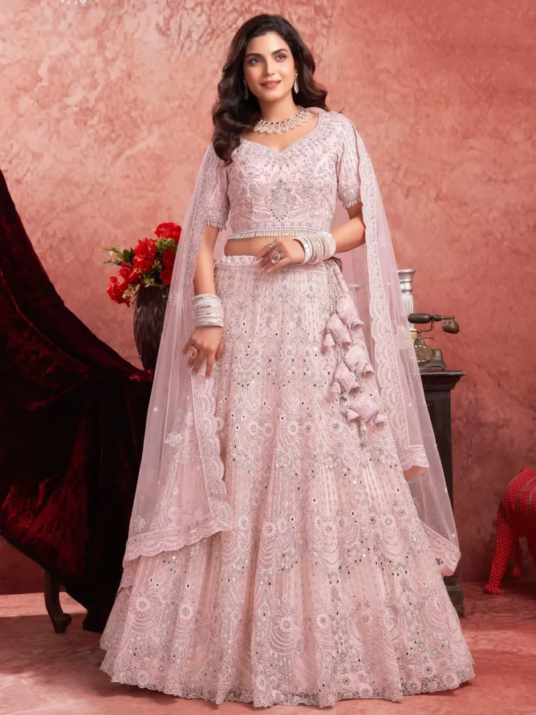 Multicolor Bridal Lehenga Wedding Lehenga Choli with Hot Pink Blouse